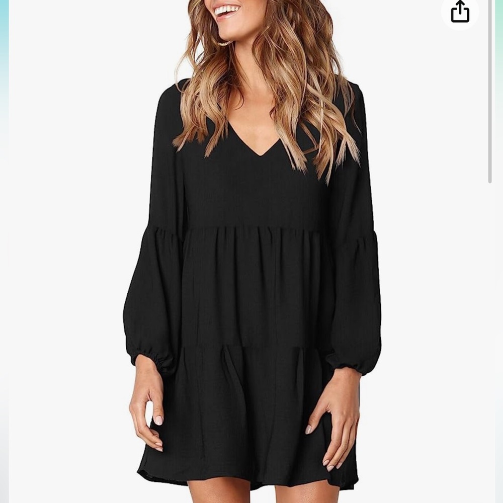 XXL black Women Summer Tunic Dress V Neck Casual Loose Flowy Swing Shift Dresses